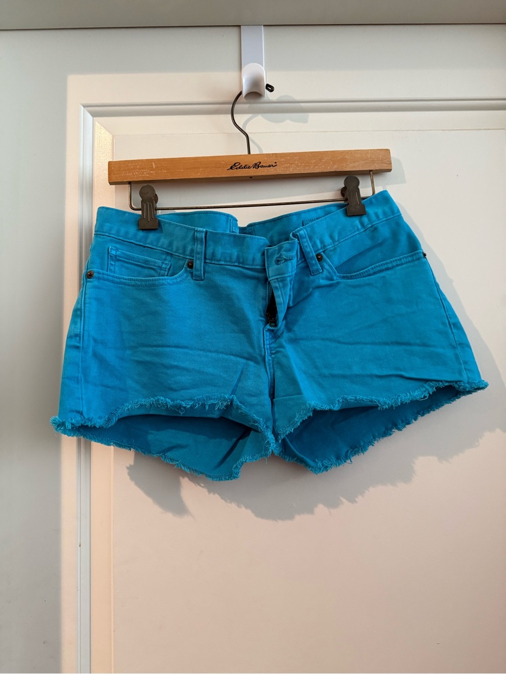 Lucky Brand Turquoise Frayed Hem Denim Shorts